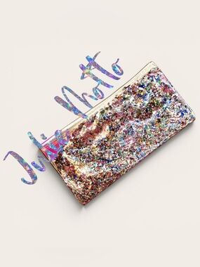Julie Motto Clear Rainbow Confetti Clutch